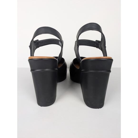 KORKS Black Babette Wedge Heeled Closed Toe Sandals Ankle Strap Women's 11 - Picture 4 of 9